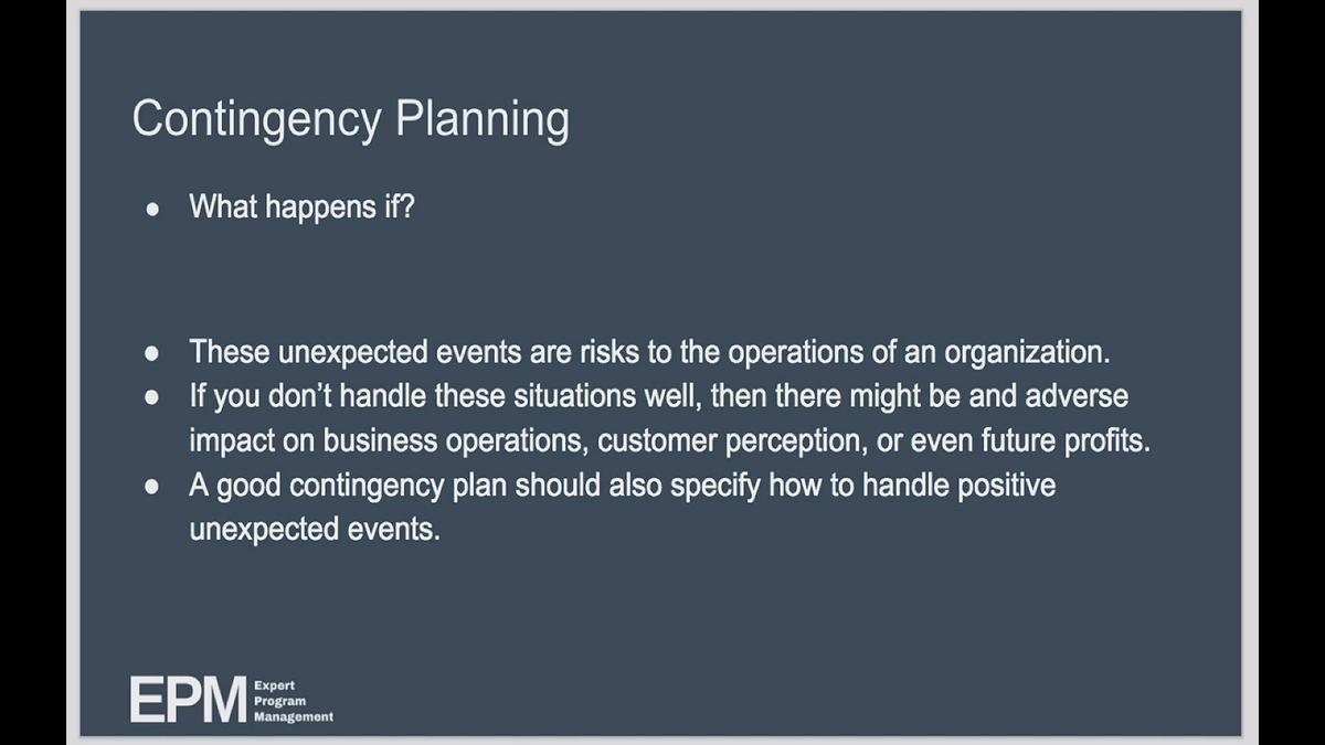 'Video thumbnail for Contingency Planning'