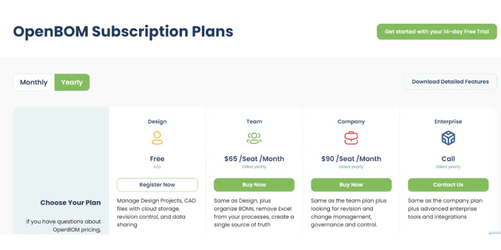 Yearly OpenBOM Pricing