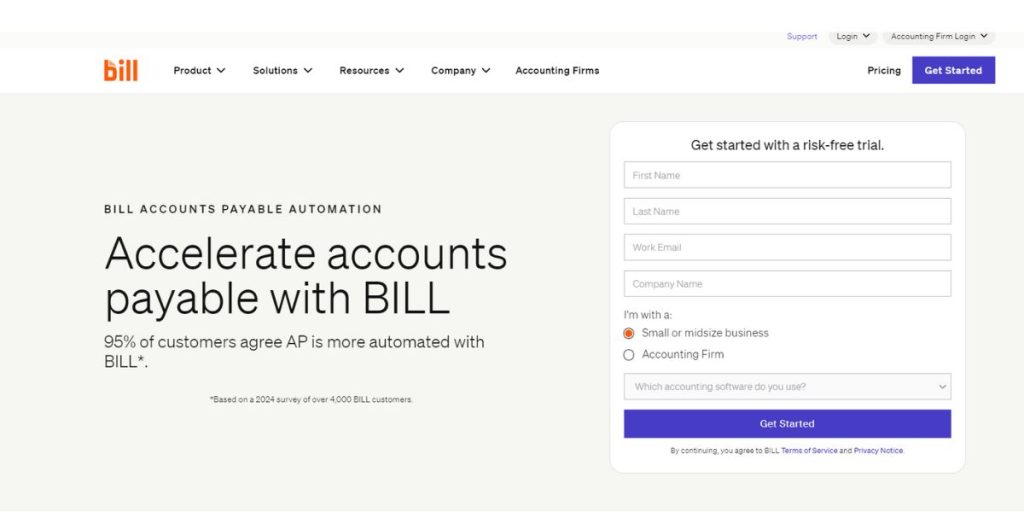 Webpage of Bill.com