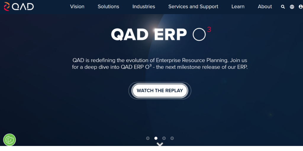 Webpage of QAD ERP