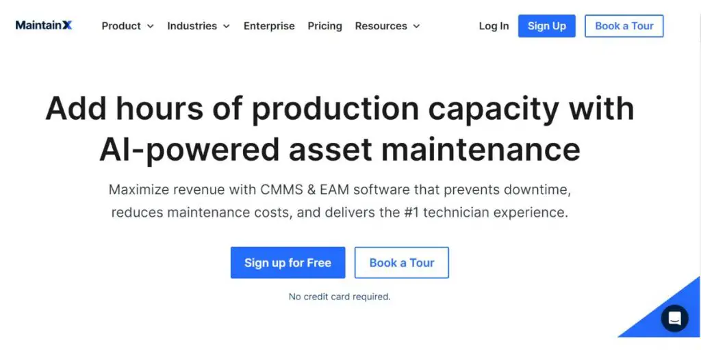 Webpage of MaintainX