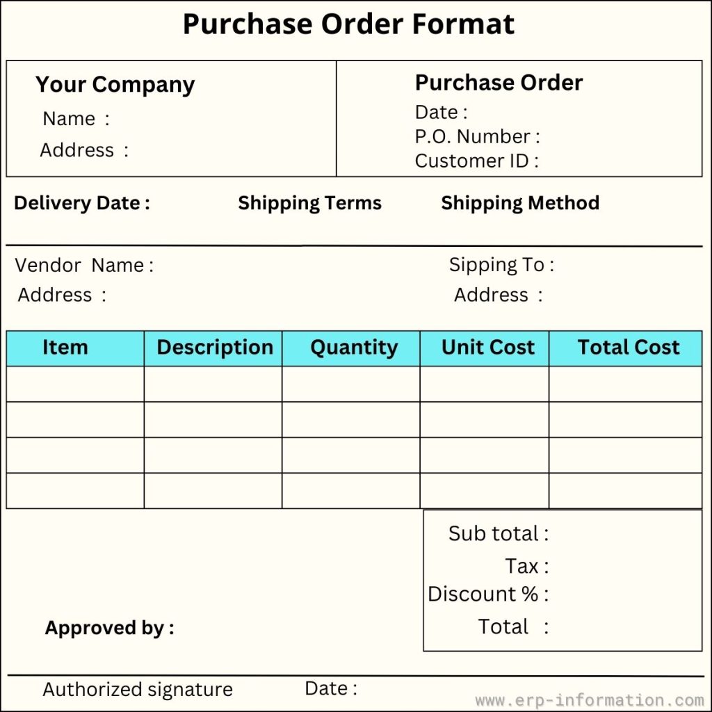Purchase Order Format